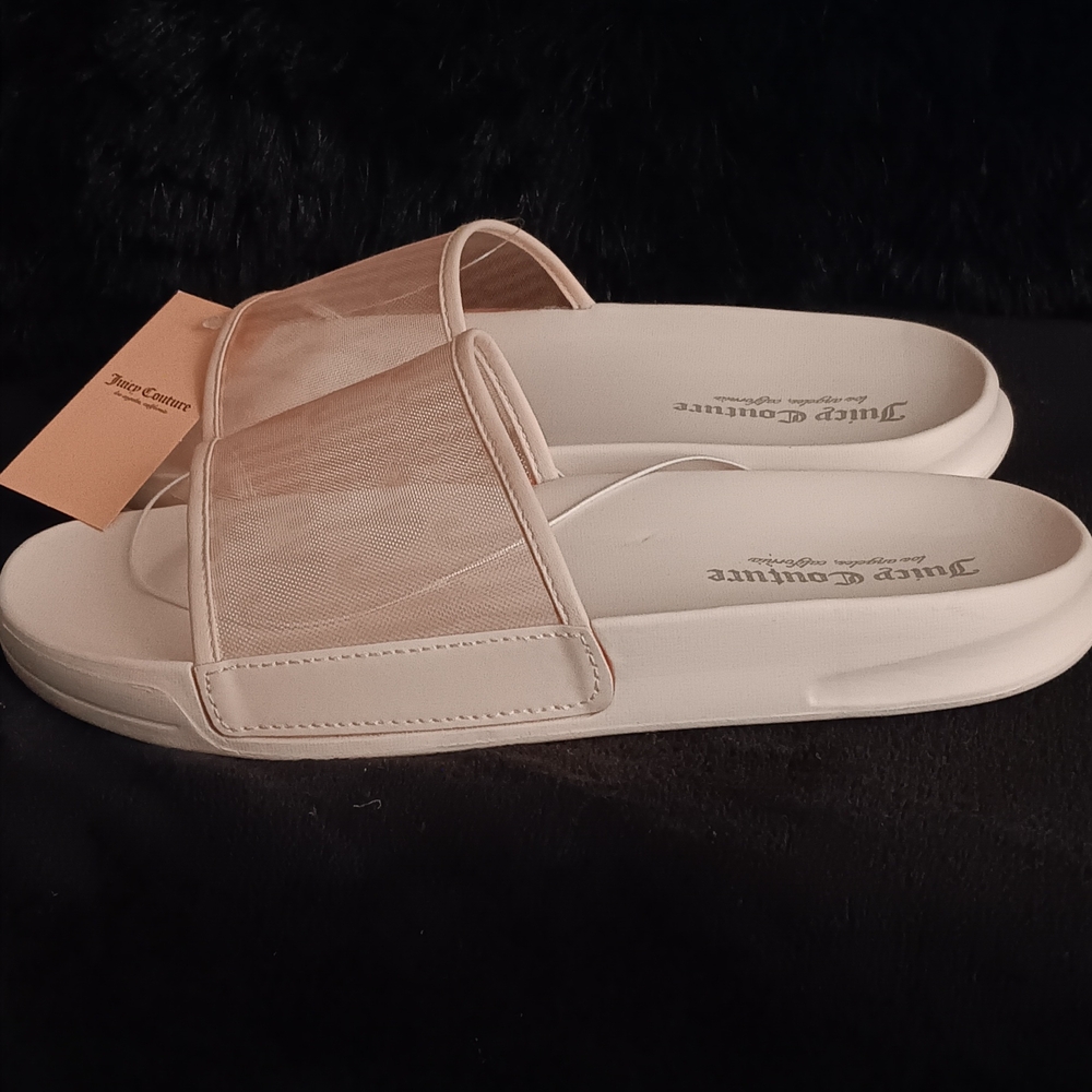 Juicy Couture Blush Pink Mesh Slide Sandals Women's Size 8M - Picture 2 of 4